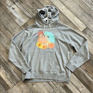 Gray Hurley Hoodie with Tropical Print